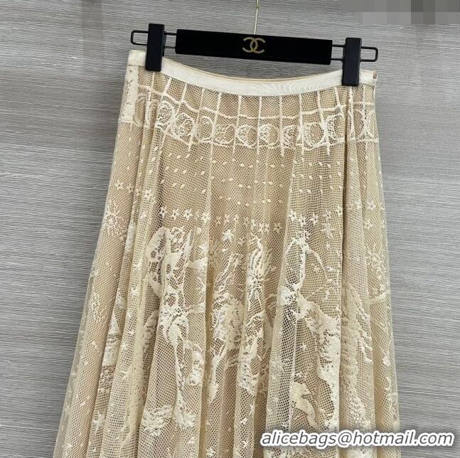 Classic Inexpensive Dior Lace Skirt Z71206 Beige 2024