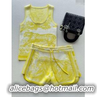 ​New Design Dior Cashmere Vest and Shorts D71208 Yellow 2024