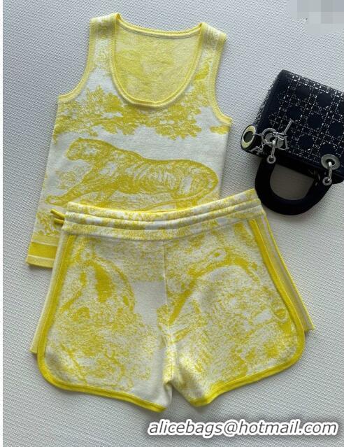 ​New Design Dior Cashmere Vest and Shorts D71208 Yellow 2024