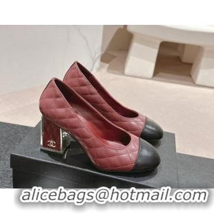 Unique Style Chanel Quilted Lambskin Leather Pumps 6.5cm Burgundy 816105