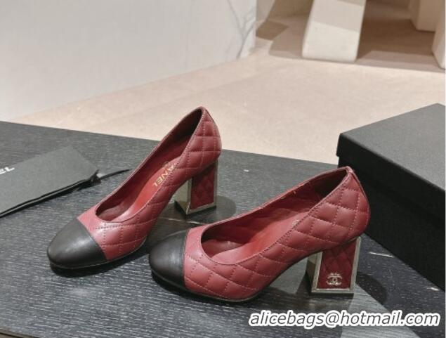 Unique Style Chanel Quilted Lambskin Leather Pumps 6.5cm Burgundy 816105