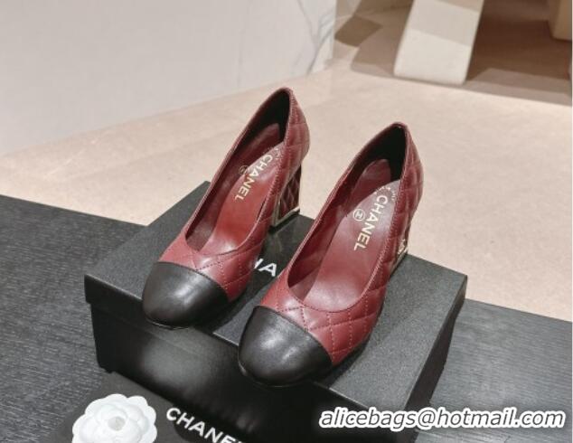 Unique Style Chanel Quilted Lambskin Leather Pumps 6.5cm Burgundy 816105