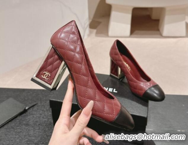 Unique Style Chanel Quilted Lambskin Leather Pumps 6.5cm Burgundy 816105