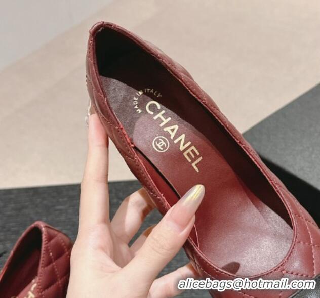 Unique Style Chanel Quilted Lambskin Leather Pumps 6.5cm Burgundy 816105