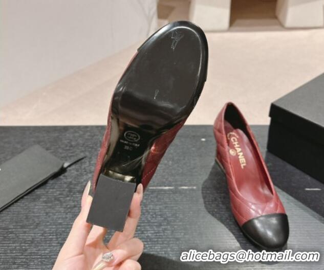 Unique Style Chanel Quilted Lambskin Leather Pumps 6.5cm Burgundy 816105