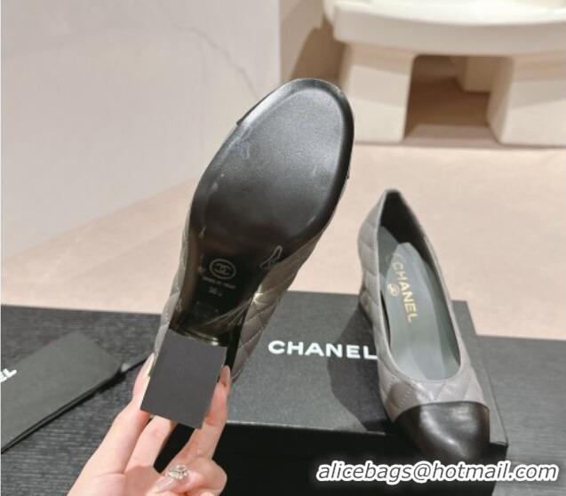 Trendy Design Chanel Quilted Lambskin Leather Pumps 6.5cm Grey 816106