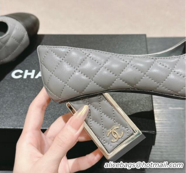 Trendy Design Chanel Quilted Lambskin Leather Pumps 6.5cm Grey 816106