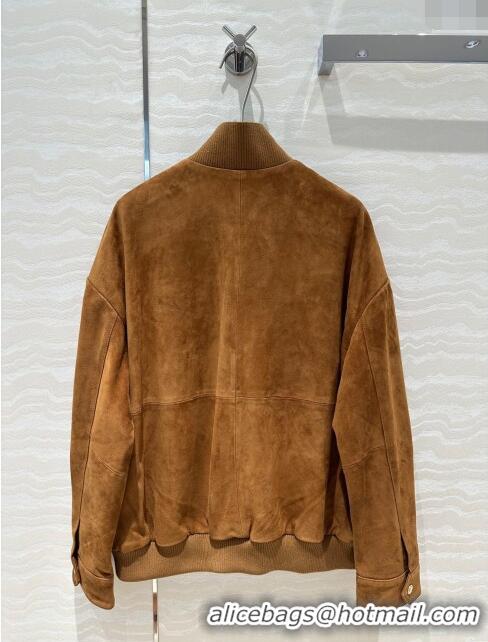 Buy Discount Miu Miu Suede Jacket M71021 Brown 2024 (For Women and Men)