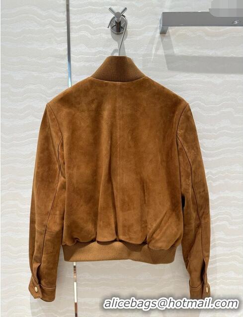 Original Cheap Miu Miu Suede Jacket M71022 Brown 2024