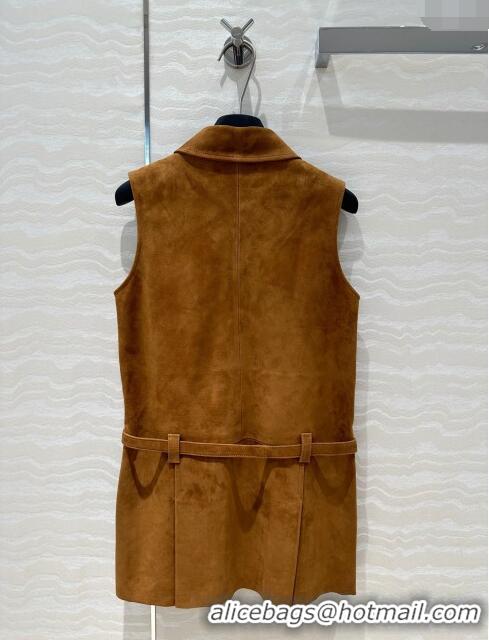 Newly Launched Miu Miu Suede Dress M71023 Brown 2024