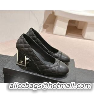 Sumptuous Chanel Quilted Lambskin Leather Pumps 6.5cm Black 816107