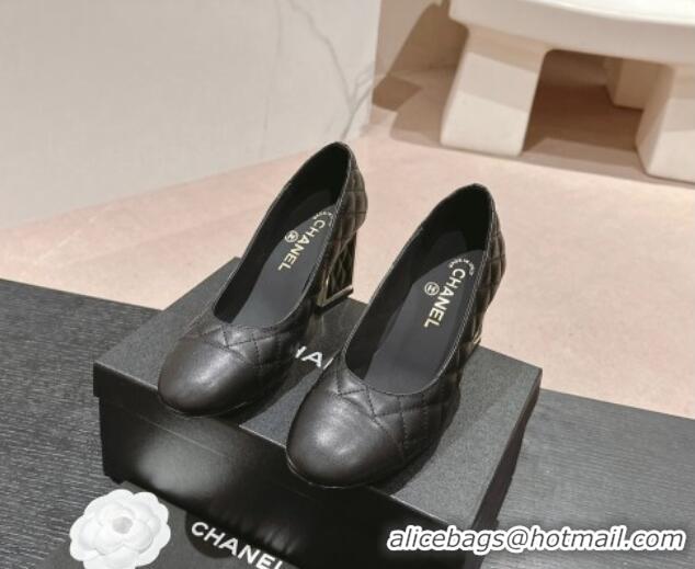 Sumptuous Chanel Quilted Lambskin Leather Pumps 6.5cm Black 816107