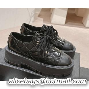 Grade Quality Chanel Quilted Calfskin Lace ups Black 816108