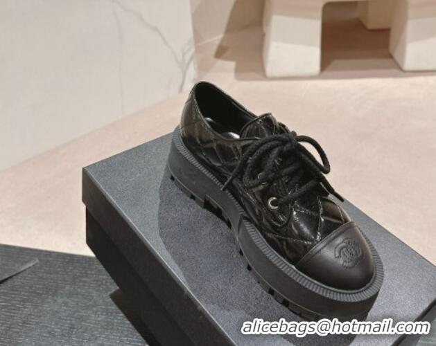 Grade Quality Chanel Quilted Calfskin Lace ups Black 816108