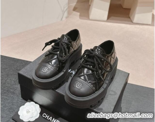 Grade Quality Chanel Quilted Calfskin Lace ups Black 816108