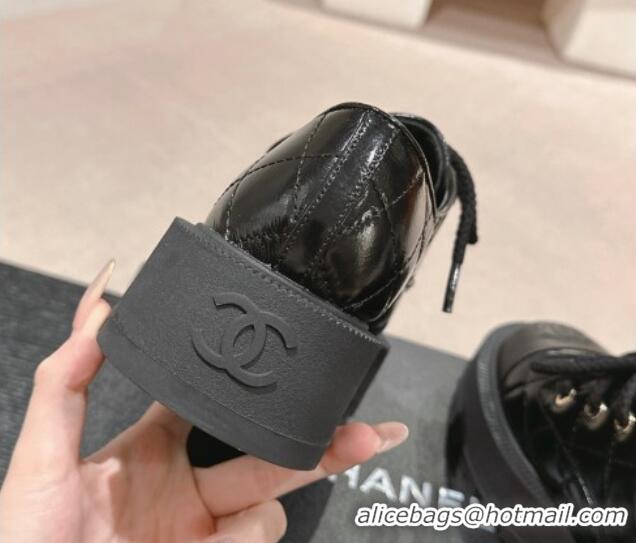 Grade Quality Chanel Quilted Calfskin Lace ups Black 816108