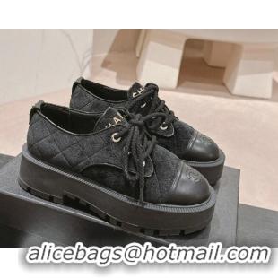 Lowest Cost Chanel Velvet Lace ups Black 816110