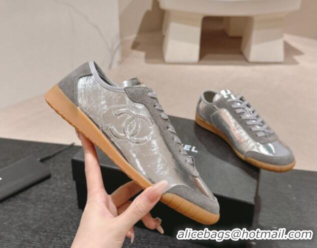 Good Quality Chanel Calfskin Sneakers Silver 816112