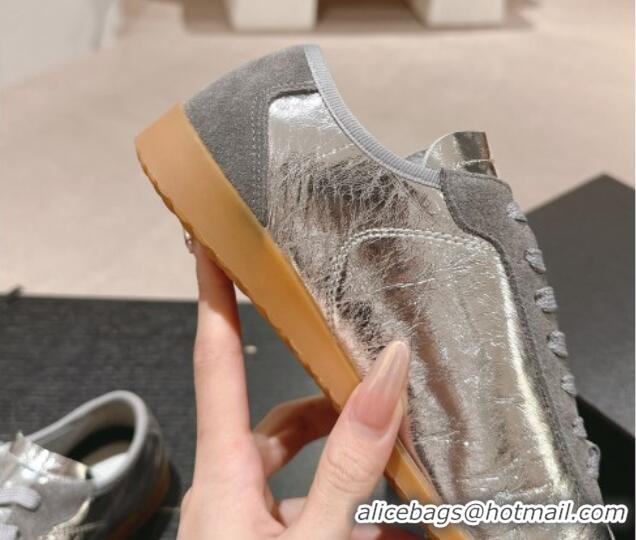 Good Quality Chanel Calfskin Sneakers Silver 816112