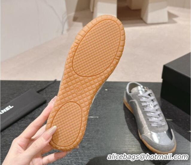 Good Quality Chanel Calfskin Sneakers Silver 816112