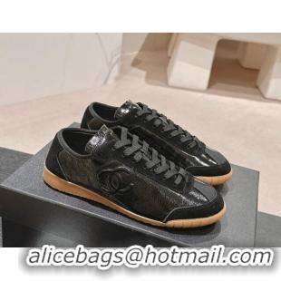 1:1 aaaaa Chanel Calfskin Sneakers Black 816113