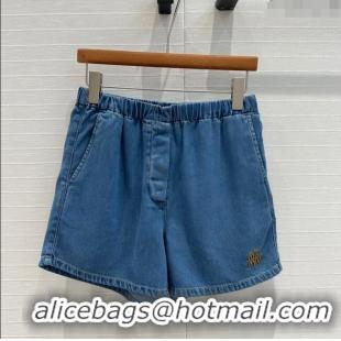 Luxury Cheap Miu Miu Denim Shorts M71213 Blue 2024