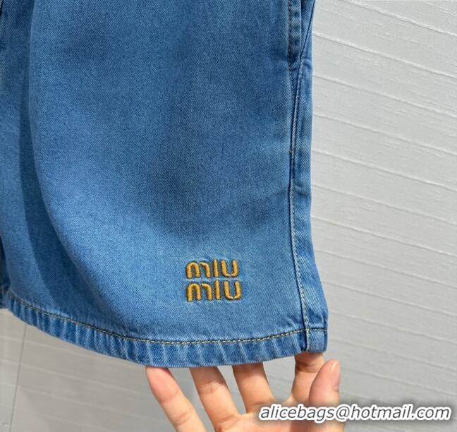 Luxury Cheap Miu Miu Denim Shorts M71213 Blue 2024