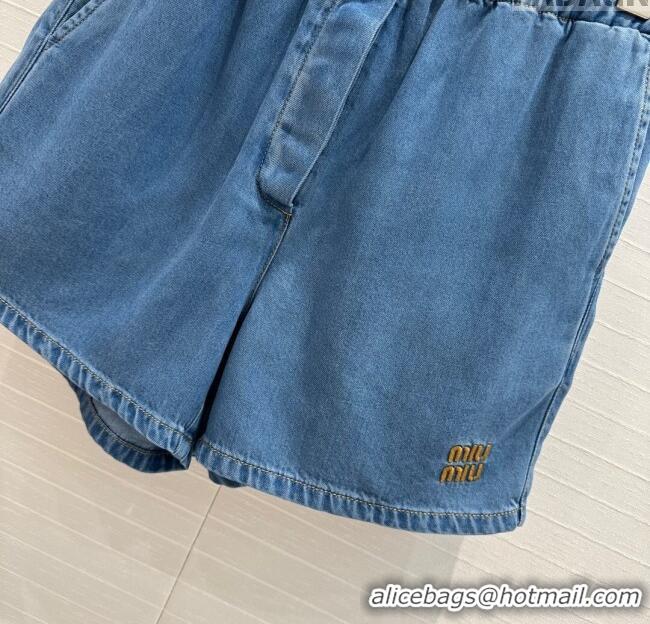 Luxury Cheap Miu Miu Denim Shorts M71213 Blue 2024