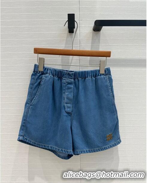 Luxury Cheap Miu Miu Denim Shorts M71213 Blue 2024