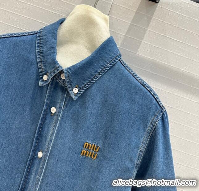 Original Cheap Miu Miu Denim Shirt M71214 Blue 2024