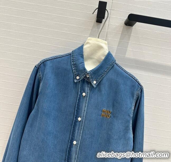 Original Cheap Miu Miu Denim Shirt M71214 Blue 2024