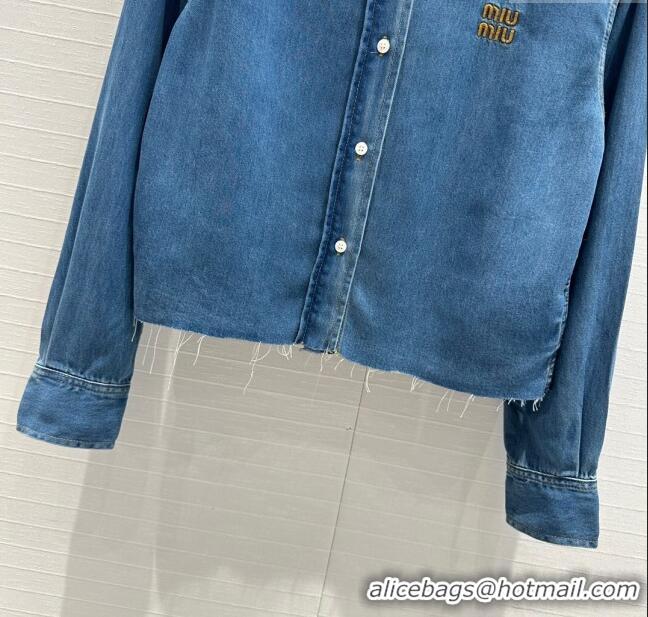 Original Cheap Miu Miu Denim Shirt M71214 Blue 2024