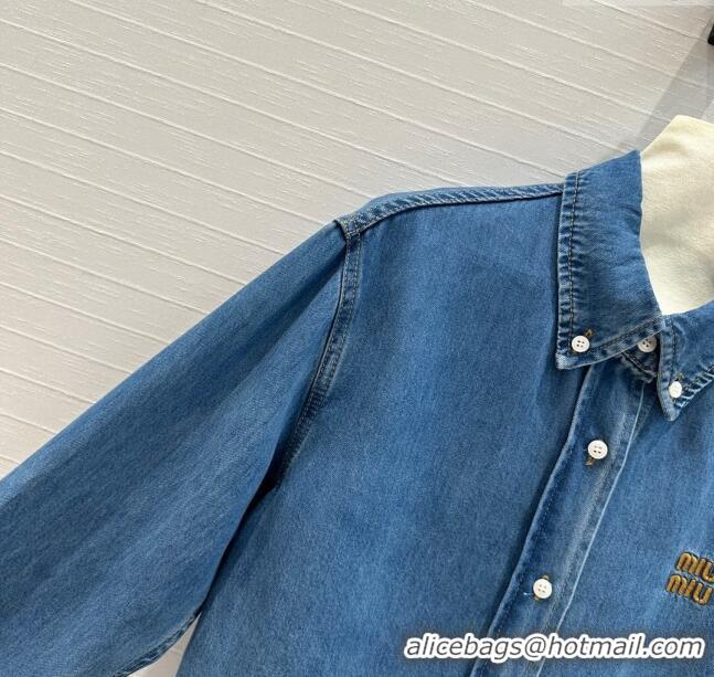 Original Cheap Miu Miu Denim Shirt M71214 Blue 2024