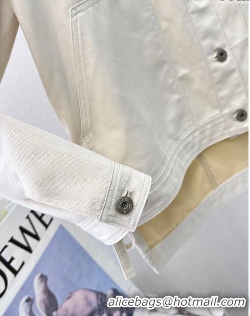 Buy Best Price Loewe Denim Shirt with Leather Pocket L71911 White 2024