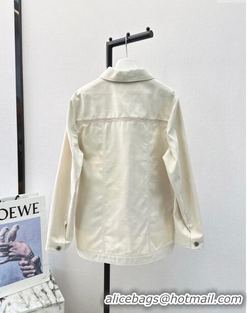 Buy Best Price Loewe Denim Shirt with Leather Pocket L71911 White 2024