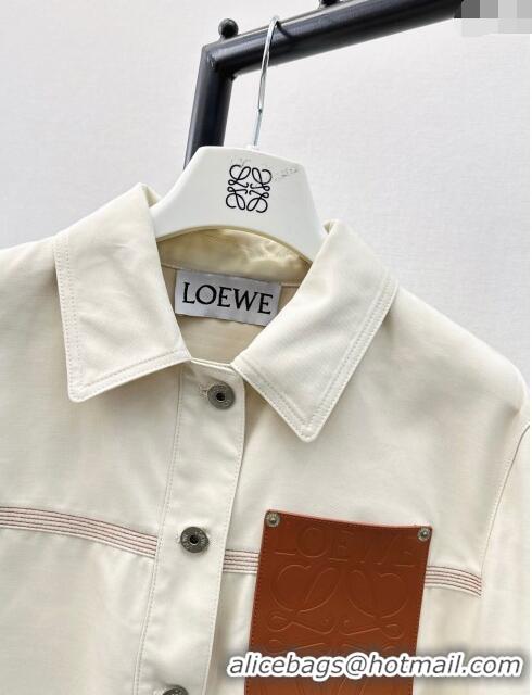 Buy Best Price Loewe Denim Shirt with Leather Pocket L71911 White 2024