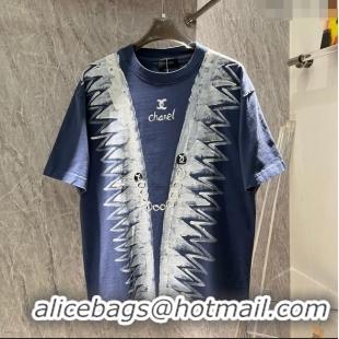 High Quality Chanel Cotton T-shirt CH72601 Blue 2024 (For Men)