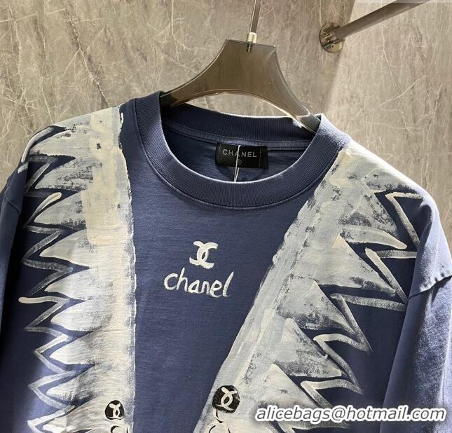 High Quality Chanel Cotton T-shirt CH72601 Blue 2024 (For Men)