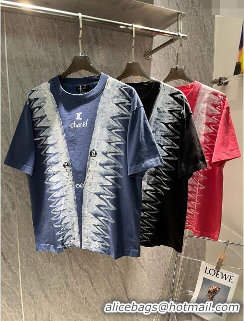 High Quality Chanel Cotton T-shirt CH72601 Blue 2024 (For Men)