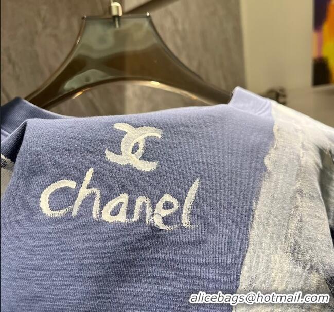 High Quality Chanel Cotton T-shirt CH72601 Blue 2024 (For Men)