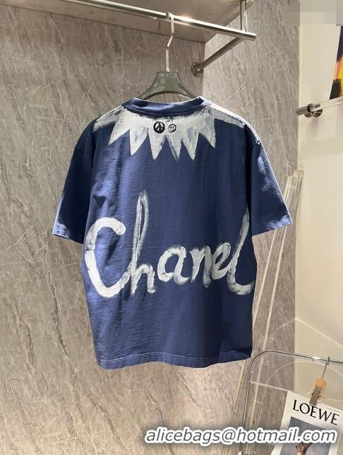 High Quality Chanel Cotton T-shirt CH72601 Blue 2024 (For Men)