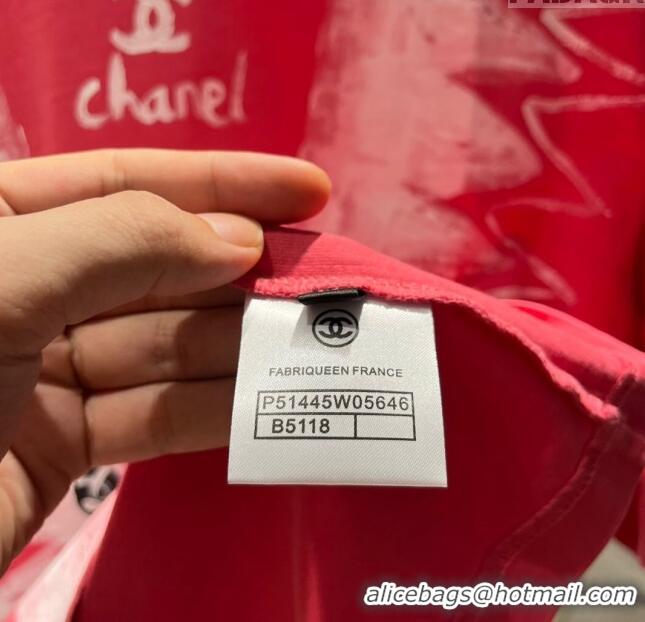 Spot Bulk Chanel Cotton T-shirt CH72602 Red 2024 (For Men)