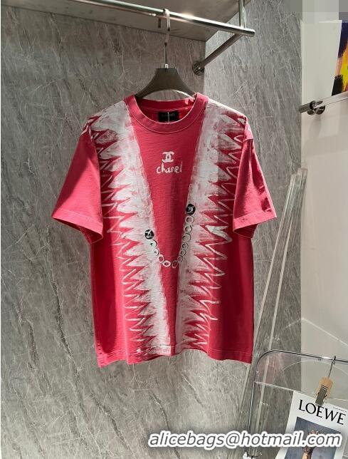 Spot Bulk Chanel Cotton T-shirt CH72602 Red 2024 (For Men)