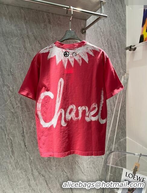 Spot Bulk Chanel Cotton T-shirt CH72602 Red 2024 (For Men)