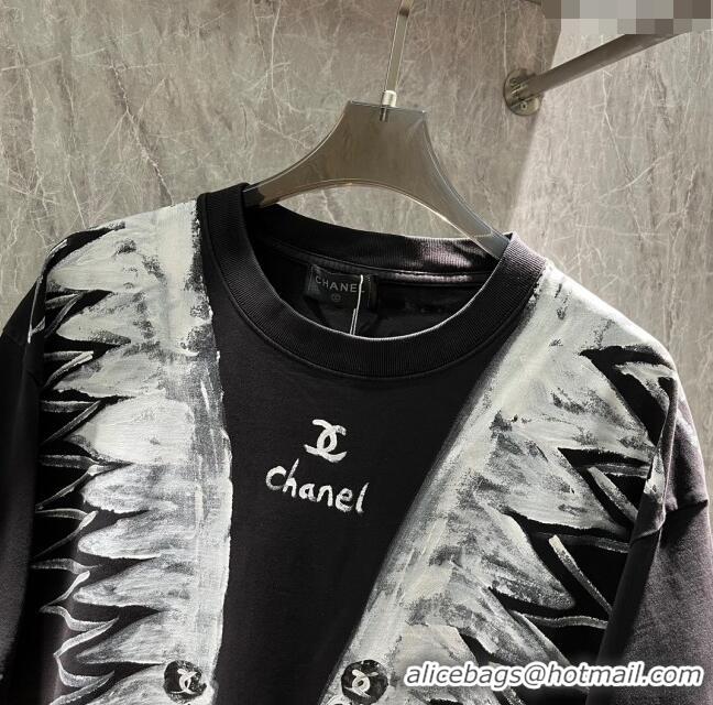 Cheapest Chanel Cotton T-shirt CH72603 Black 2024 (For Men)