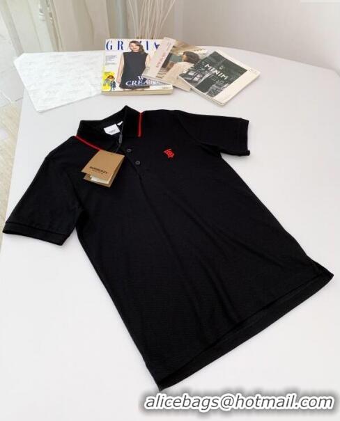 Top Quality Burberry Cotton Polo T-shirt B72605 Black 2024 (For Men)