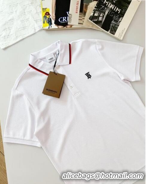 ​Low Cost Burberry Cotton Polo T-shirt B72606 White 2024 (For Men)