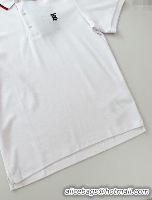 ​Low Cost Burberry Cotton Polo T-shirt B72606 White 2024 (For Men)