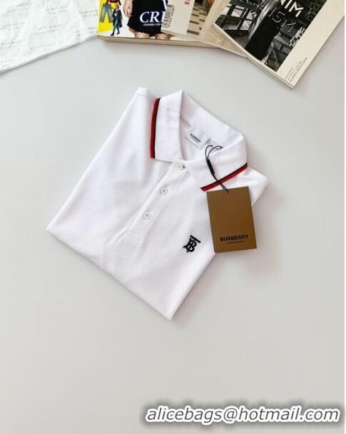 ​Low Cost Burberry Cotton Polo T-shirt B72606 White 2024 (For Men)