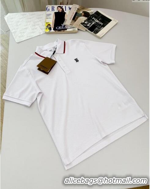 ​Low Cost Burberry Cotton Polo T-shirt B72606 White 2024 (For Men)